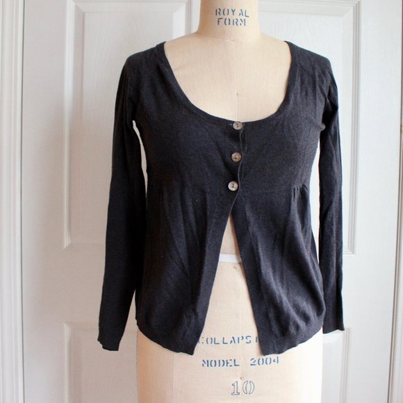 Massimo Dutti Cotton Cashmere Blend Empire Waist Cardigan Navy Blue Size M - Picture 1 of 10